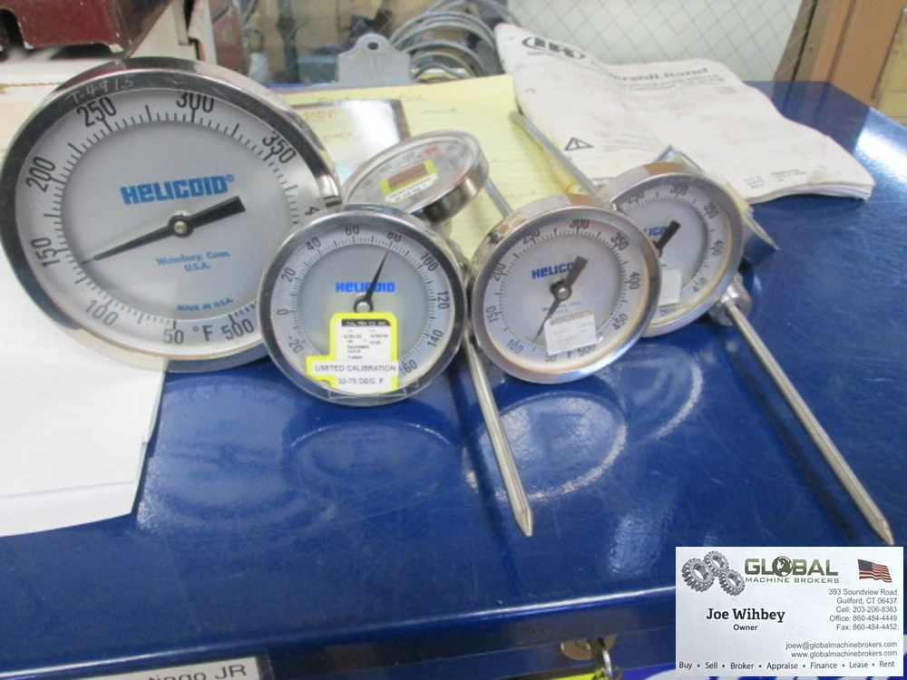 Assortment Of 6 Helicoid Stainless Steel Screw-In Type Temperature Gauges
