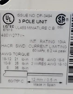 EATON WMZT3D15 Circuit Breaker. Loc 4D19*