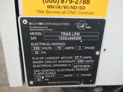 USED 2012 SOUTHWESTERN INDUSTRIES - TRAK MACHINE TOOLS TRAK LPM