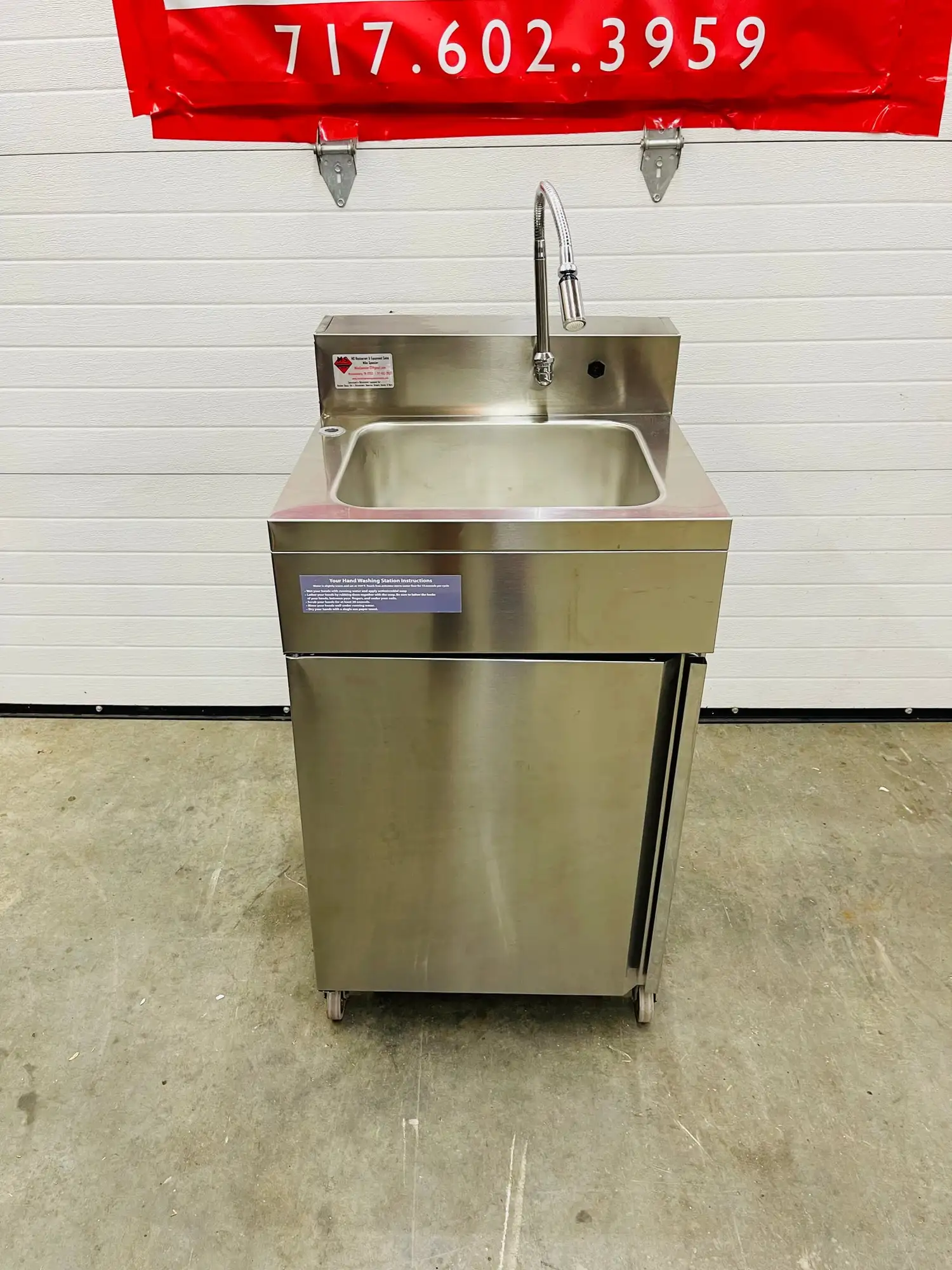 Hybrid 684 S/S Portable Hand Sink “NO TOUCH” Electric 120v or Battery Operated