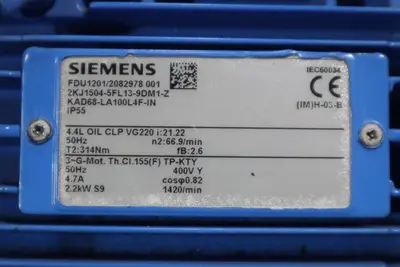 SIEMENS 2KJ1504-5FL13-9DM1-Z Gearmotor, 230/460, NEW UNIT STOCK HP136