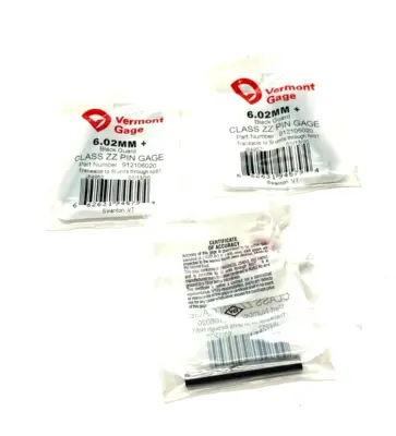 USED VERMONT GAGE BLACK GUARD CLASS ZZ PLUS PIN GAGE