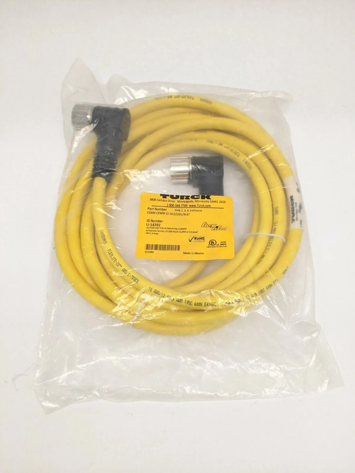 NEW TURCK FLEXLIFE DOUBLE-ENDED CORDSET U-14292