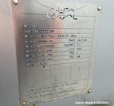 USED ALFA LAVAL FOODEC 209
