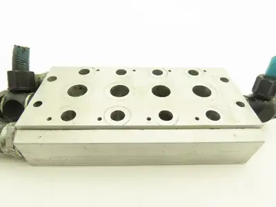 Concordia Fluidtecknik Pneumatic 4 Station Aluminum Manifold Block 3/8" NPT