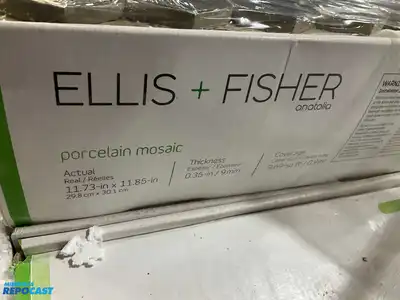 Pallet of 20 cases of Ellis + Fisher® Ariel Nero Marquina 12 x 12 Polished Porcelain Hexagon...