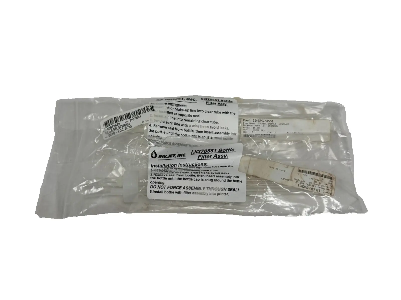 LOT OF 2 NEW INKJET / VIDEOJET SP370551 BOTTLE FILTERS IJI370551