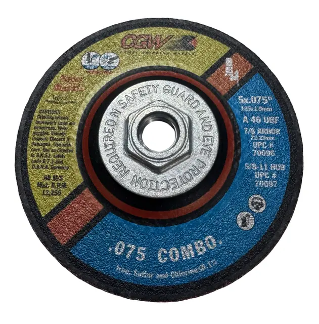 CGW 5-1/2" x .075" x 5/8-11 Super Quickie Cut Grind Combo Wheel A46U T27