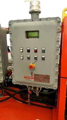 Swaco 518 FH HV oilfield decanter centrifuge skid, Duplex SS.