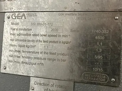 USED 2020 GEA WESTFALIA SSI-300-06-772