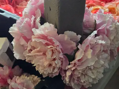 Lot of (6) Silk Faux Flower Arrangements (pink)