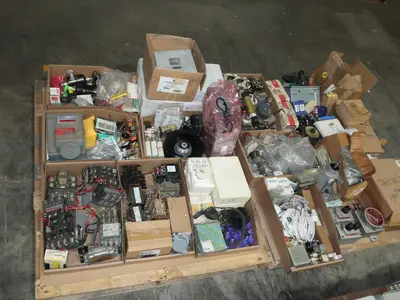 5 PALLETS OF ASSORTED ELECTRICAL AND COMPONENTS