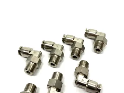 None | Stainless Steel Swivel Snap-Connect Elbow Fitting 4mm OD 1/8" Thread LOT OF 8 - New Other