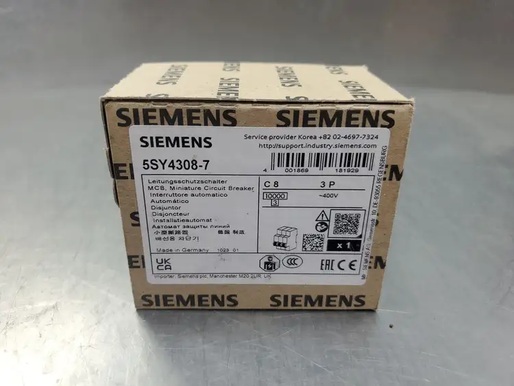 Used Siemens 5SY4308-7 (C8 3P) MINITURE CIRCUIT BREAKER, 400V Circuit Breakers South Carolina US | Palmetto Automation #1155720