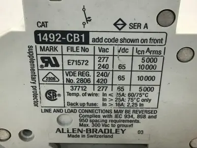 USED ALLEN BRADLEY 1492-CB1/G020 SER A