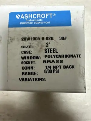 USED ASHCROFT 20W1005 H 02B 30#
