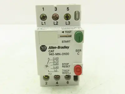 Allen Bradley 140-MN-0100 Manual Motor Starter 1.5Hp 600v 3Ph 0.63-1A Ser C