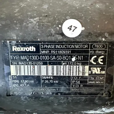 Rexroth R911309391 Servo Induction Motor MAD130D-0100-SA-S0-BQ1-35-N1 #HP107