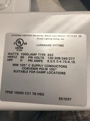 New | in-Stock LITHONIA LIGHTING TPGE 1000S C21 TB HSG Lighting Ohio US | Surplus Asset Holdings #1243131