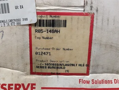 Flowserve R85-14SAH Series 85 Pump Seal -/-14/316SS/AFLAS/2BLT HLS GL Rebuilt