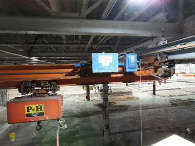 Cleveland Tramrail P&H 2 Ton Single Girder Underhung Bridge Crane 45' 10" Span