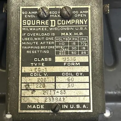 Used SQUARE D 8536EG-1 Starters | Surplus Asset Holdings #1204314
