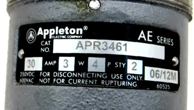 NEW APPLETON APR3461 CONNECTOR BODY 30AMP AE SERIES