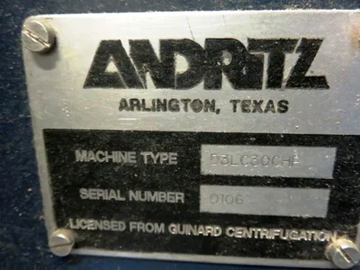 Andritz/Guinard D3L C30 CHP decanter centrifuge, 316SS.