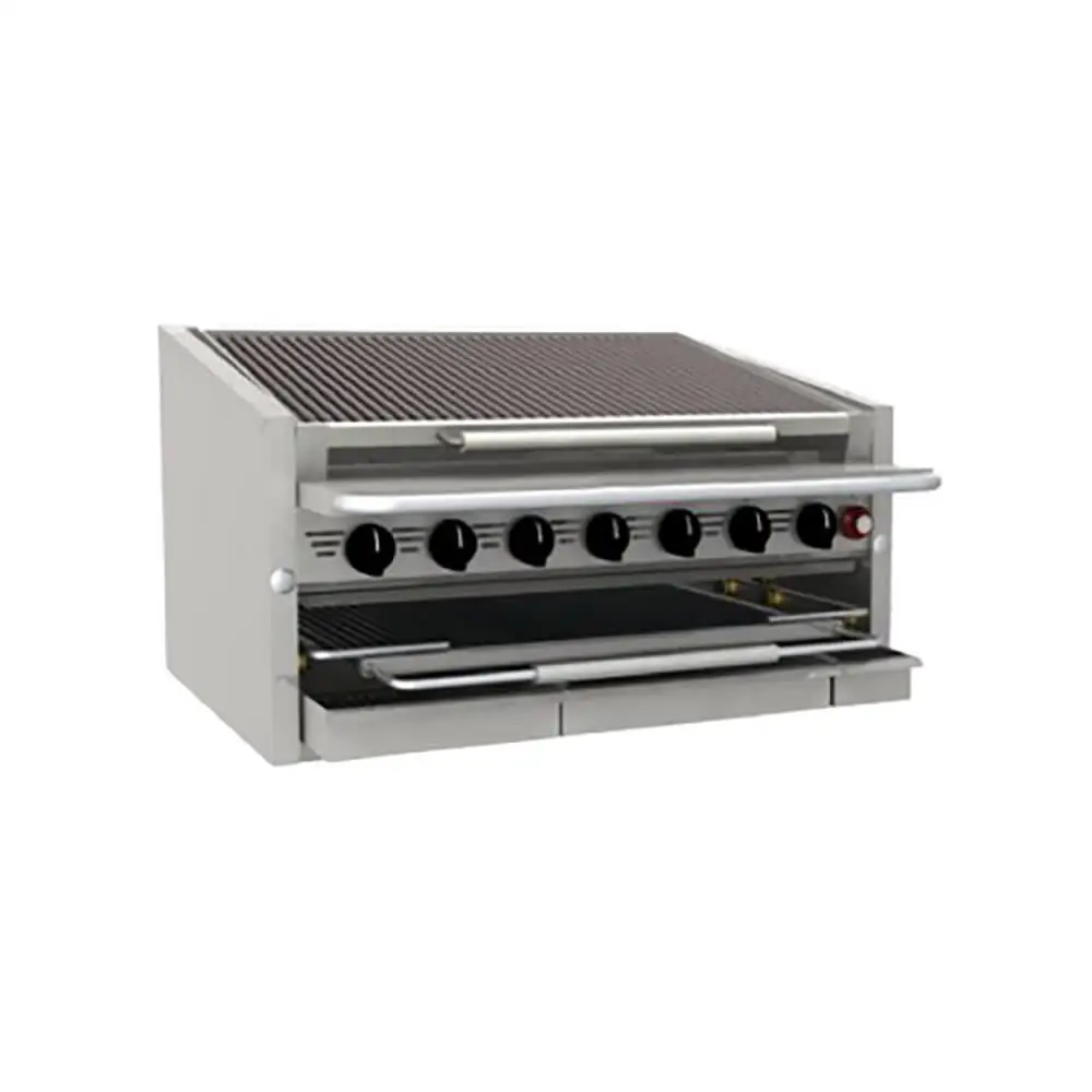 Bakers Pride C-72RS-C 72" Countertop Gas Charbroiler W/ Coal Radiants - (16) Burners, Natural Gas