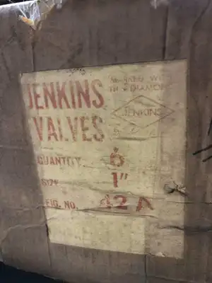 Jenkins 42-A 1″ Cast Iron Gate Valve w/ Brass Disc 150/225PSI -NIB of 6