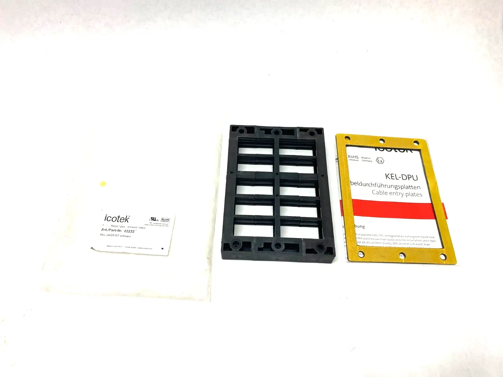 USED ICOTEK CABLE ENTRY PLATE TRANSIT SYSTEM FRAME, KEL 24/20 MT SCHWARZ