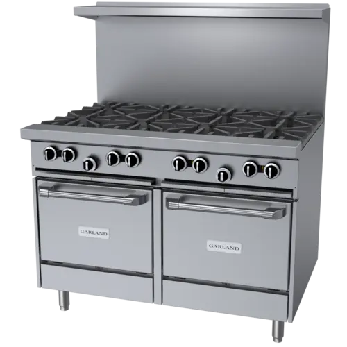Garland G48-8LL 48" 8 Burner Gas Range w/ (2) Space Saver Ovens, Natural Gas