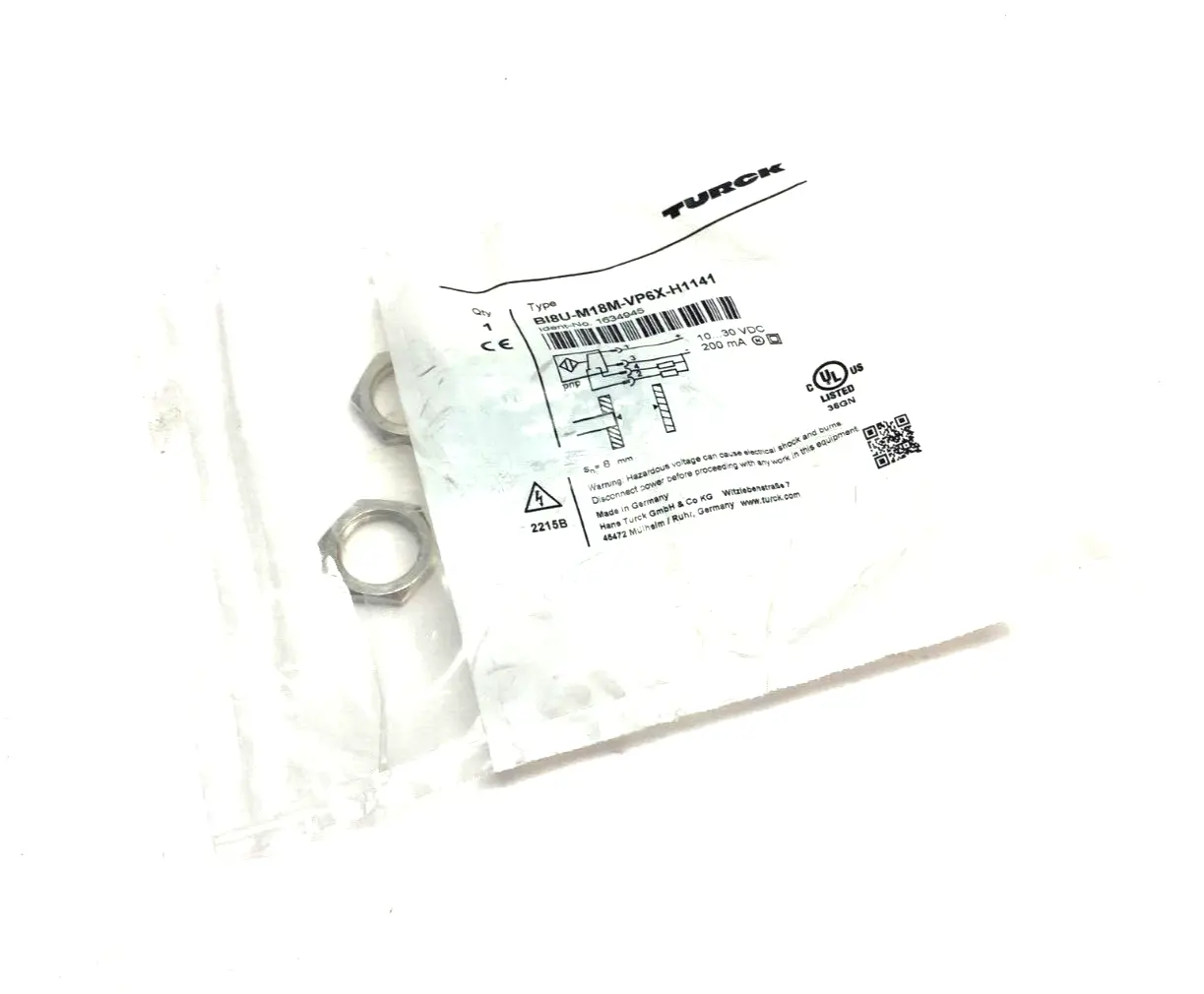 BI8U-M18M-VP6X-H1141, 1634945 | Turck BI8U-M18M-VP6X-H1141 Inductive Proximity Switch Extended Distance 1634945 - New