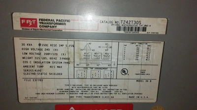 FEDERAL PACIFIC 30 KVA Phase Converters | Rock Solid Tools (2)