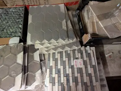 Large lot of assorted mosaic tiles, several sheets of each kind