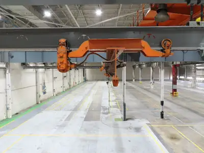 Cleveland Tramrail P&H 2 Ton Single Girder Underhung Bridge Crane 46' Span