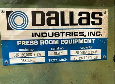 USED DALLAS DRFE-424; DPS-3-7-24RH; DJR-20,000#X24; LC-20000X24
