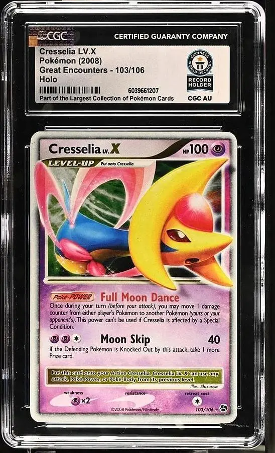 2008 POKEMON GREAT ENCOUNTERS #103 CRESSELIA LV.X-HOLO CGC WORLD RECORD 1/1