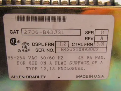 Allen Bradley 2706-B43J31 Dataliner Message Display Operator Interface DL40