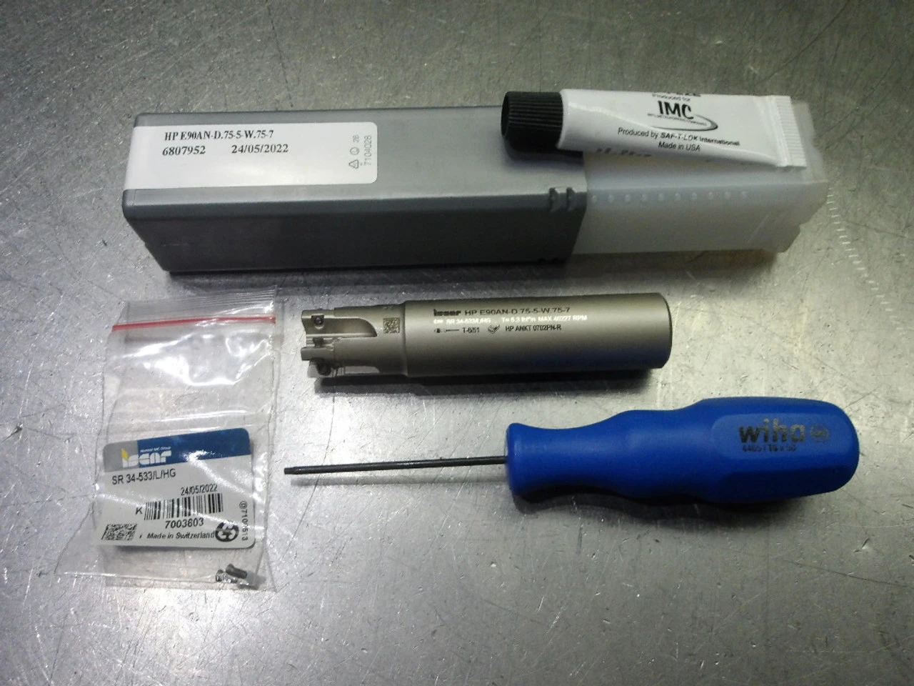 Iscar 3/4" 5 Flute Indexable Endmill 3/4" Shank HP E90AN-D.75-5-W.75-7 (LOC3668A)