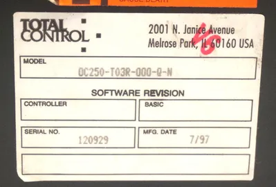 TOTAL CONTROLS OC250-T03R-OOO-Q-N OP CENTER PANEL OC250T03ROOOQN
