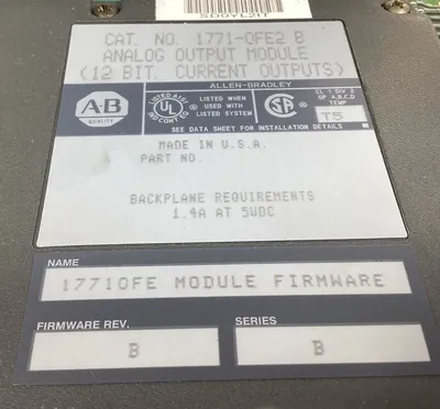 ALLEN BRADLEY 1771-OFE2 /B ANALOG OUTPUT MODULE (12 BIT) Rev.B 3C-34