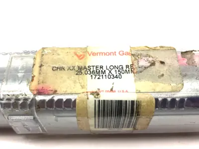 NEW VERMONT GAGE CHR XX REVERSIBLE LONG MASTER GAGE 25.036MM X 150.00MM