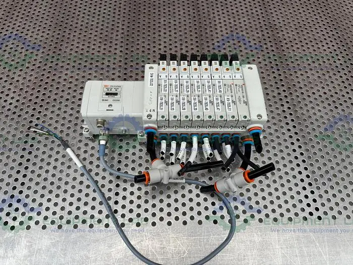 Used SMC EX-250-SDN1 INTERFACE SERIAL UNIT W/ 8 SMC VQ2A01N-5B- X65 SOLENOID VALVE Solenoid Valves California US | Equipment Lab #485814