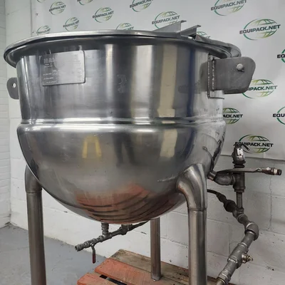 HAMILTON KETTLE 60 GAL. Steam, 1/2'' Jacketed. S#. B-7398 In stainless steel, on legs. # 1459