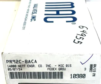 NEW MAC VALVES PR92C-BACA REGULATOR PR92CBACA