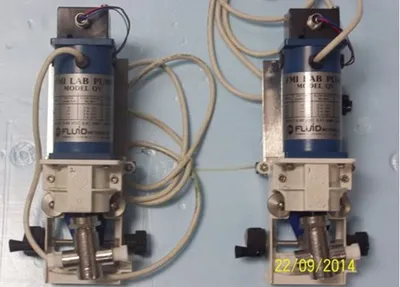QTY. 2. FMI METERING LAB PUMPS "Q" PUMP MODEL QV S...