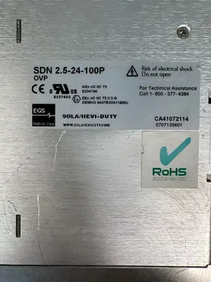 Sola SDN 2.5-24-100P Power Supply 115/230VAC 1.3-0.7 A 50/60HZ (6.4.1)