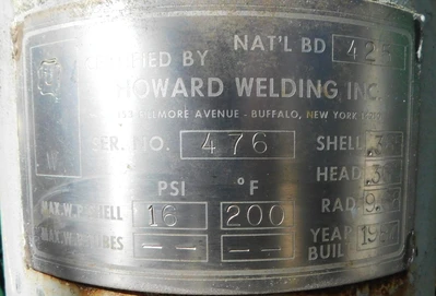 USED HOWARD WELDING 10 GALLON TANK PRESSURE TANK