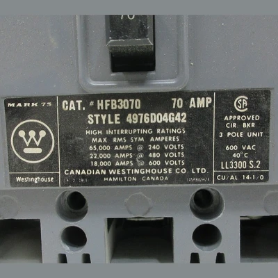 Westinghouse HFB 70 Amp Breaker